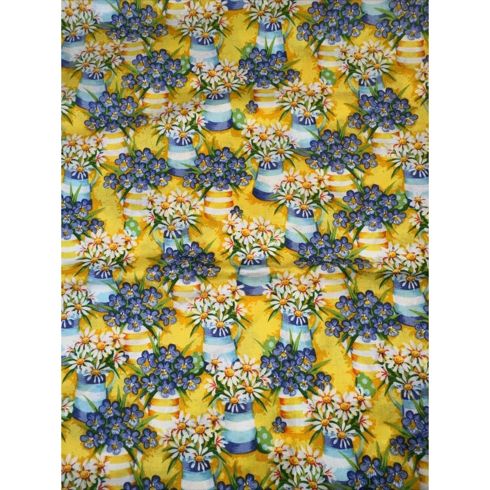 Woodrow Studio London Floral Fabric 100% Cotton 40x45 Yellow Daisy Print